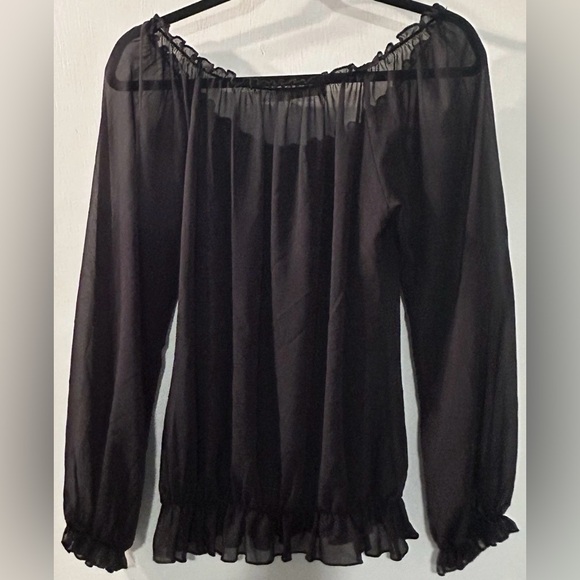 Gemstone, Light Top, Black Size S 
Boho Embroidered Black Peasant Blouse - Picture 2 of 3